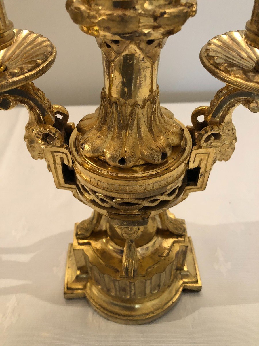 Pair Of Flambeaux Cassolette With Three Fires Forming Perfume Burner, Louis XVI Period-photo-3
