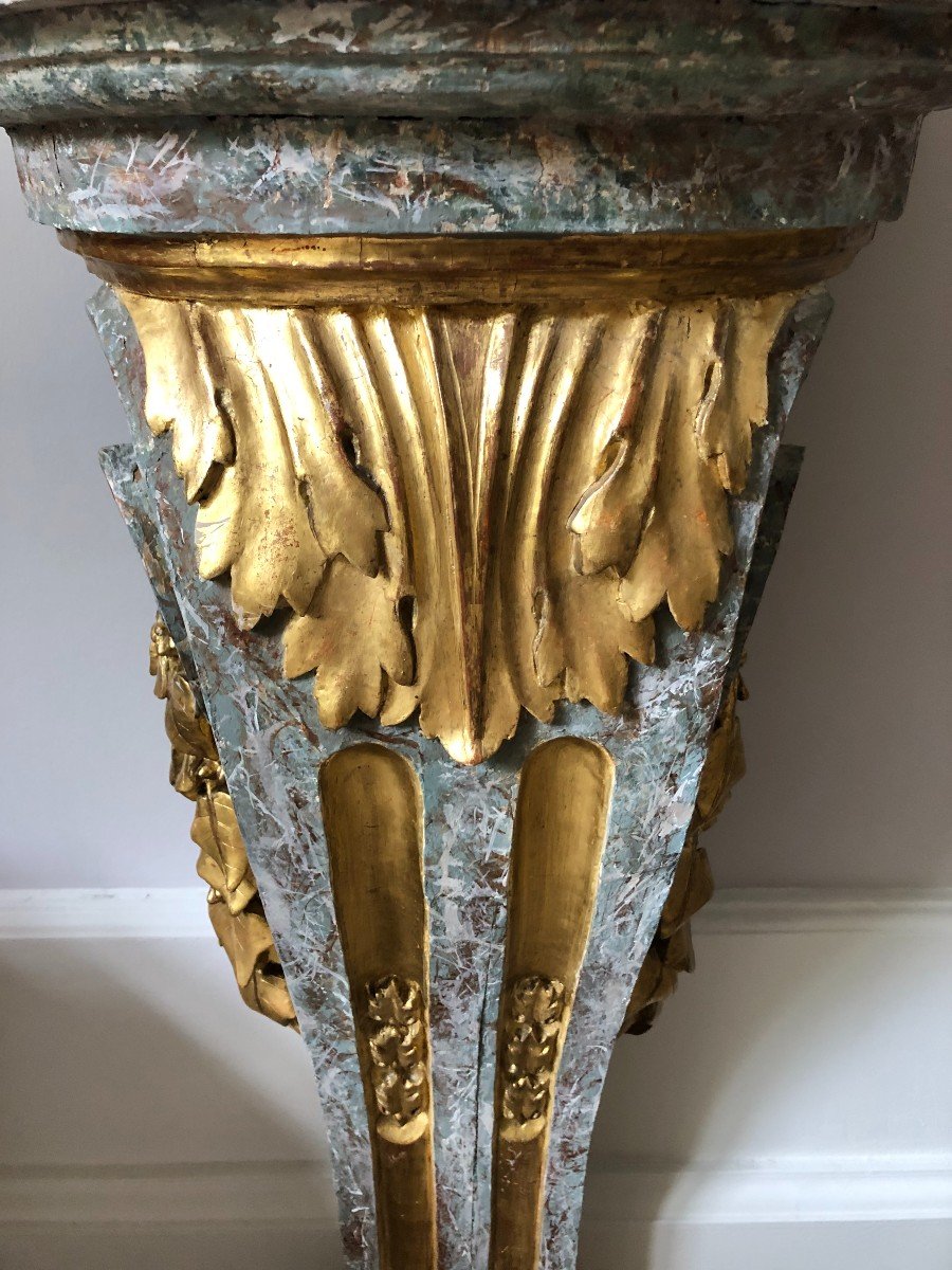 Paire De Gaines En Bois Peint Et Bois Doré d'époque Transition Louis XV - Louis XVI-photo-3