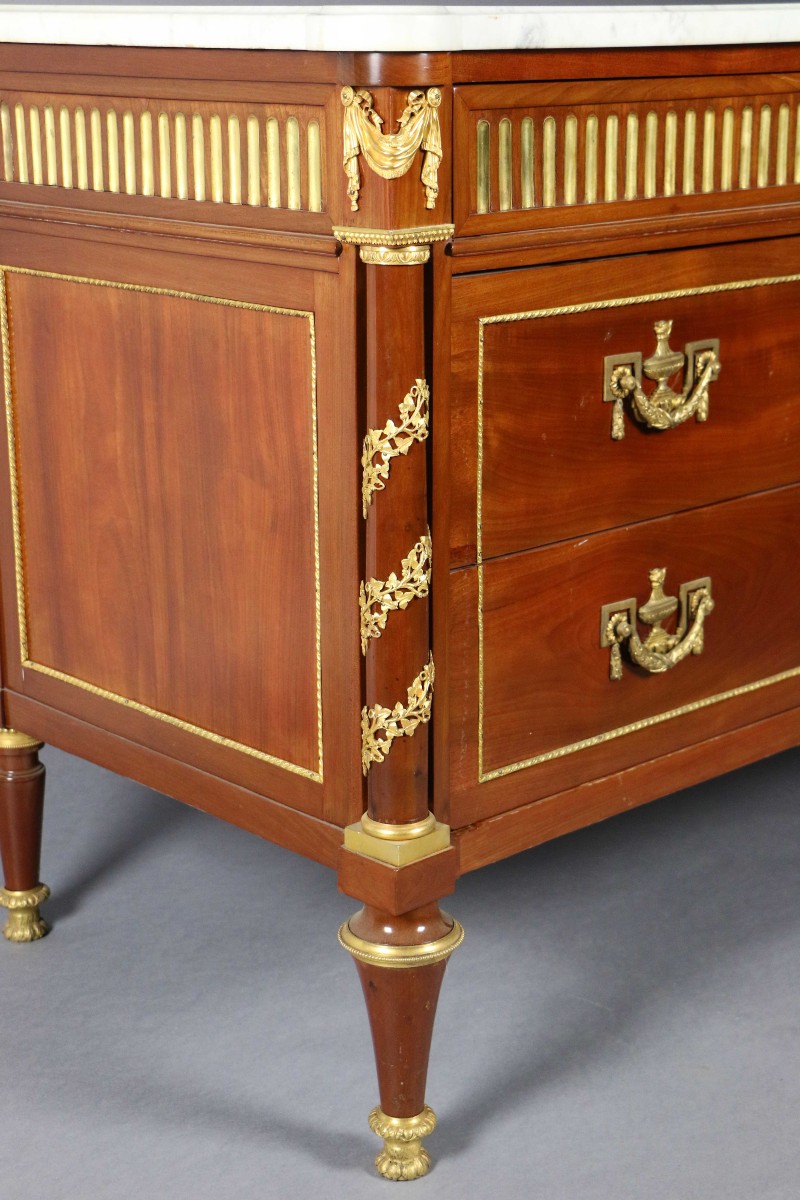 Grande Commode d'époque Louis XVI estampillée Joseph FEURSTEIN-photo-4