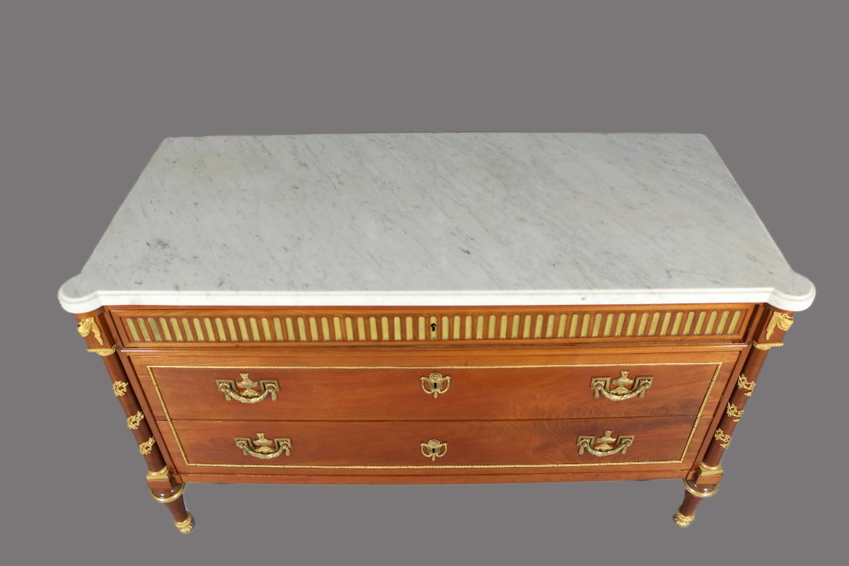 Grande Commode d'époque Louis XVI estampillée Joseph FEURSTEIN-photo-2