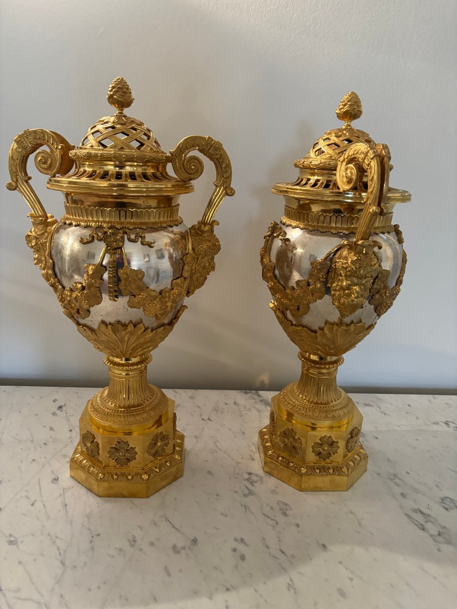 Paire de vases en bronze d'époque Louis XVI attribués à François Rémond (1747-1812)-photo-2