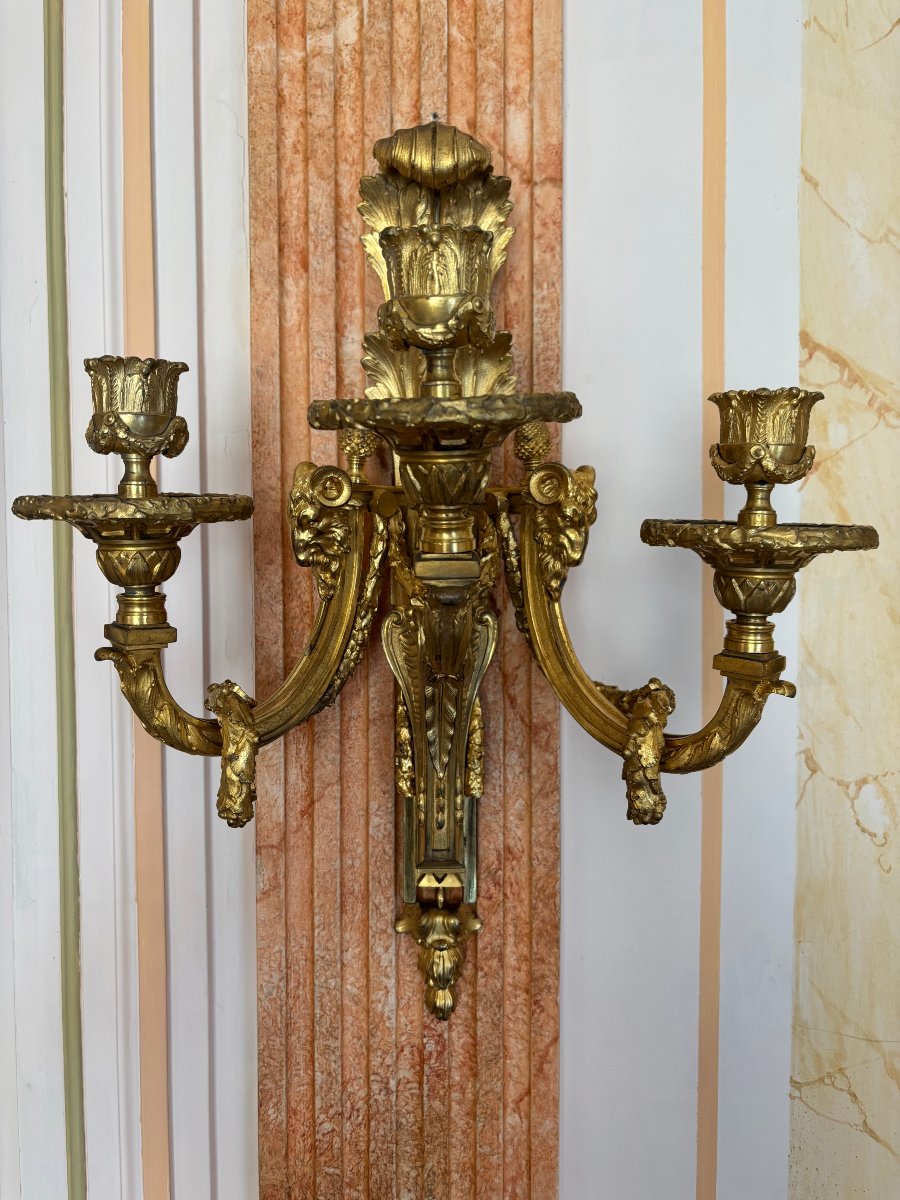 Paire d'appliques d'époque Louis XVI attribuée à DELAFOSSE-photo-3
