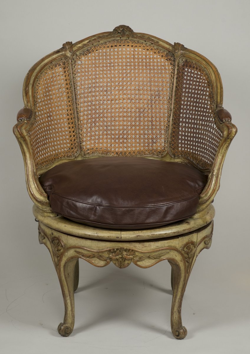 Grand Fauteuil De Bureau à assise tournante d'époque Louis XV-photo-2