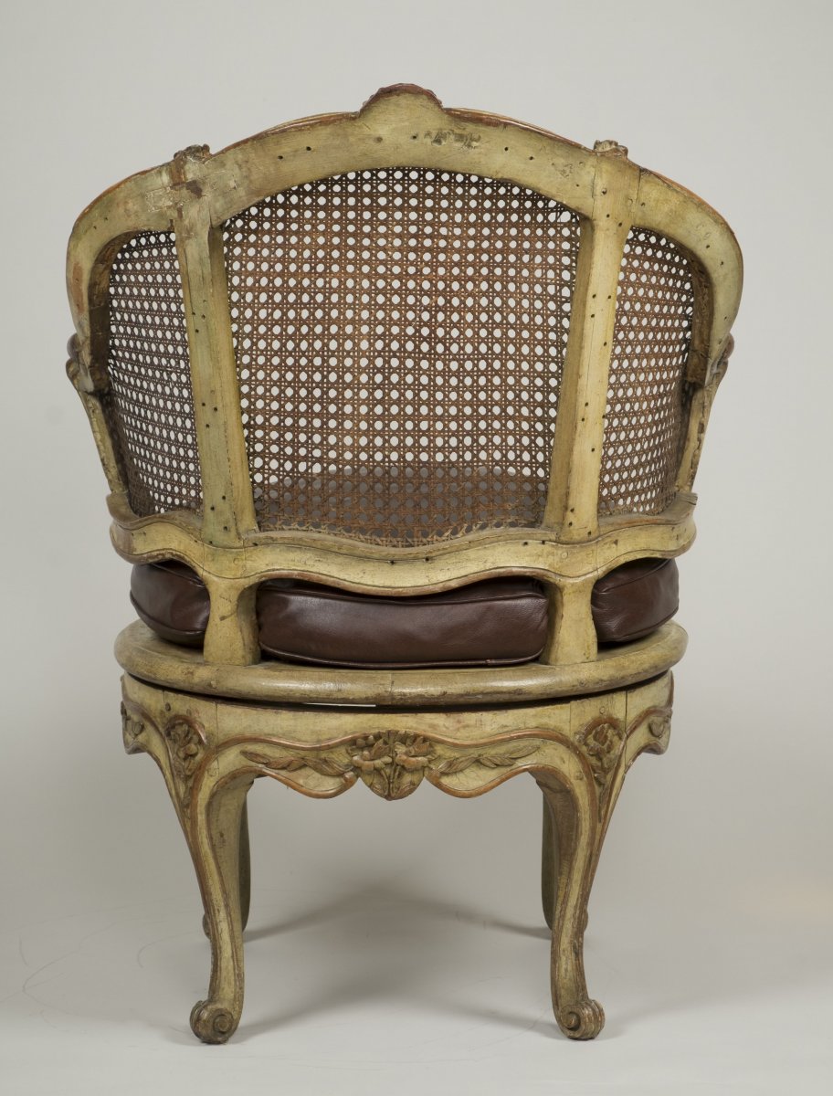 Grand Fauteuil De Bureau à assise tournante d'époque Louis XV-photo-1