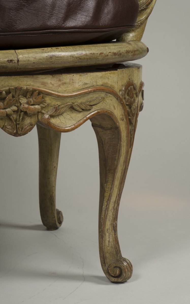 Grand Fauteuil De Bureau à assise tournante d'époque Louis XV-photo-6