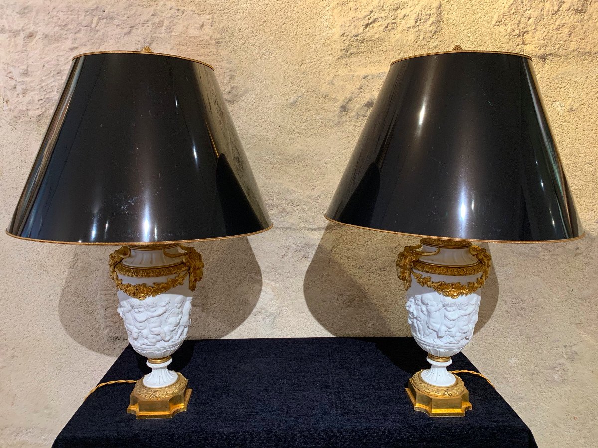 Paire de lampes d’époque 19ème siècle-photo-2