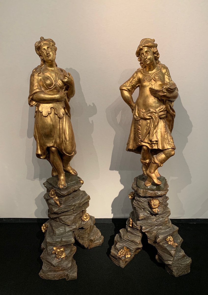Paire Statues Gênes XVIIIe Siècle