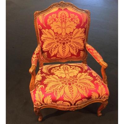 Large French Regence Period Walnut Armchair