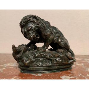 Bronze Lion Au Serpent, Alfred Barye