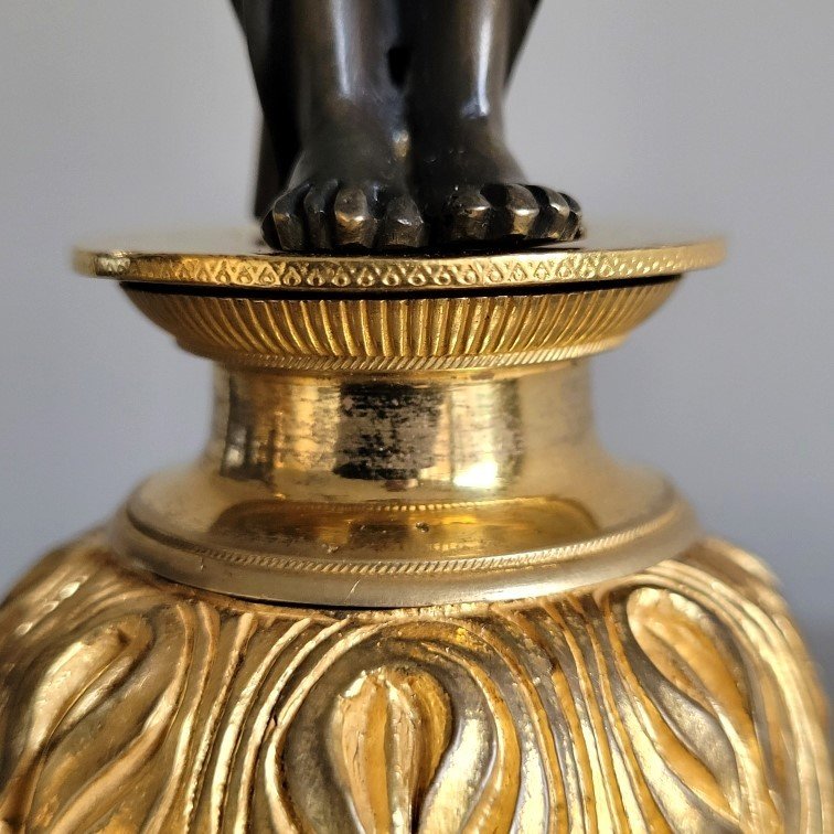 Pair Of Egyptian Candlesticks, Empire Period.-photo-7