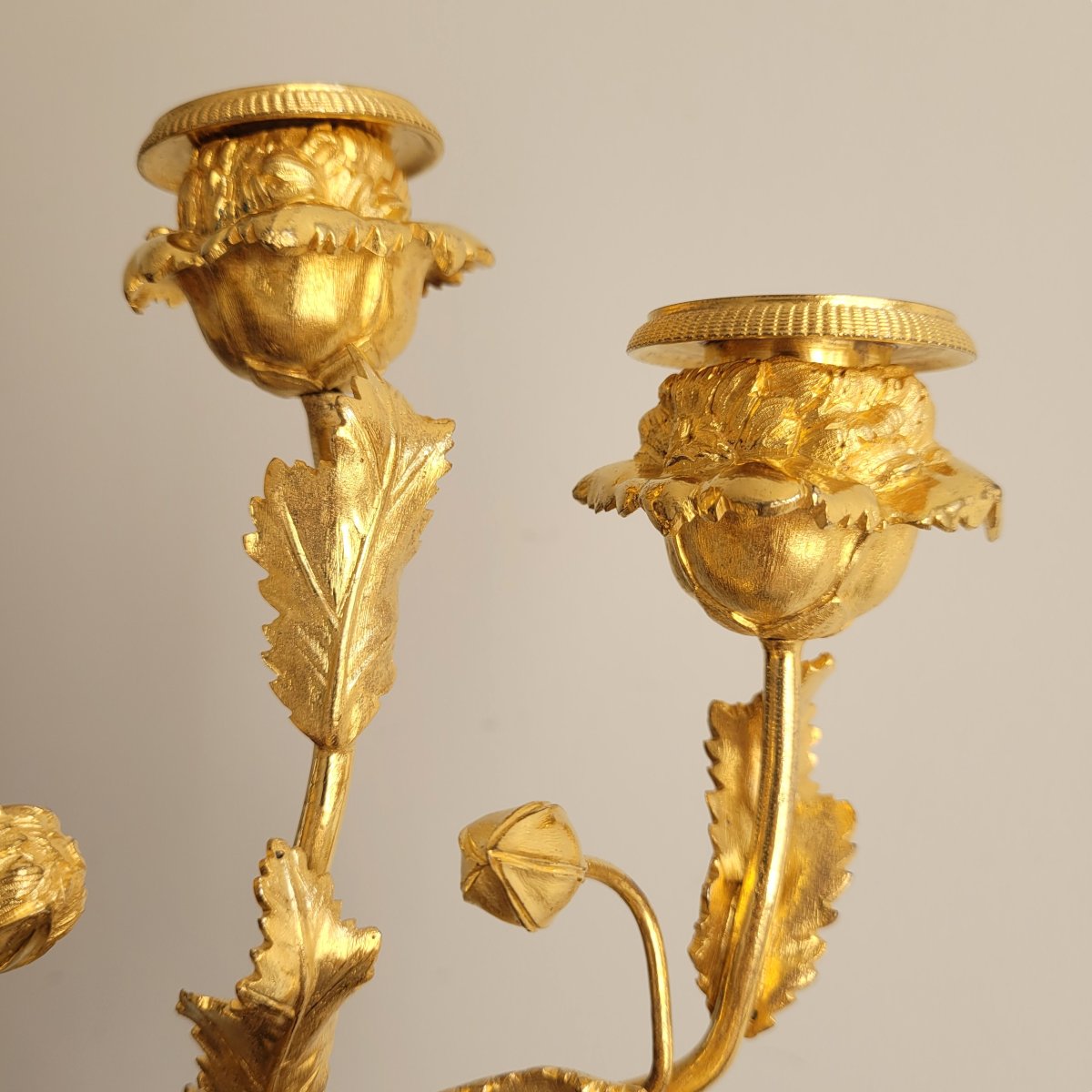 Pair Of Consulate Poppy Candelabras. Early 19th Century.-photo-6