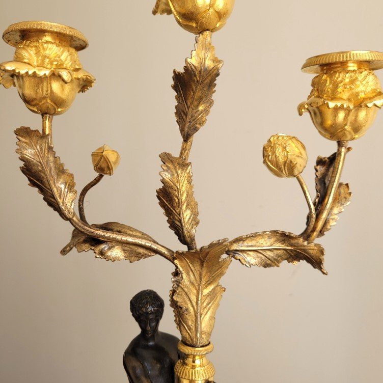 Pair Of Consulate Poppy Candelabras. Early 19th Century.-photo-7