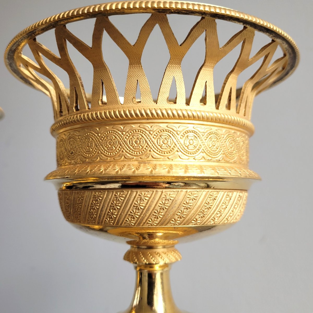 Paire de Cassolettes en Corbeilles, Epoque Empire.-photo-1