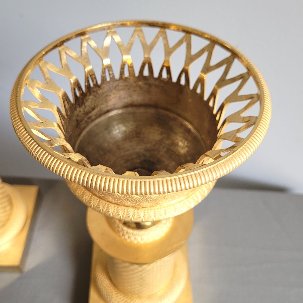 Paire de Cassolettes en Corbeilles, Epoque Empire.-photo-2