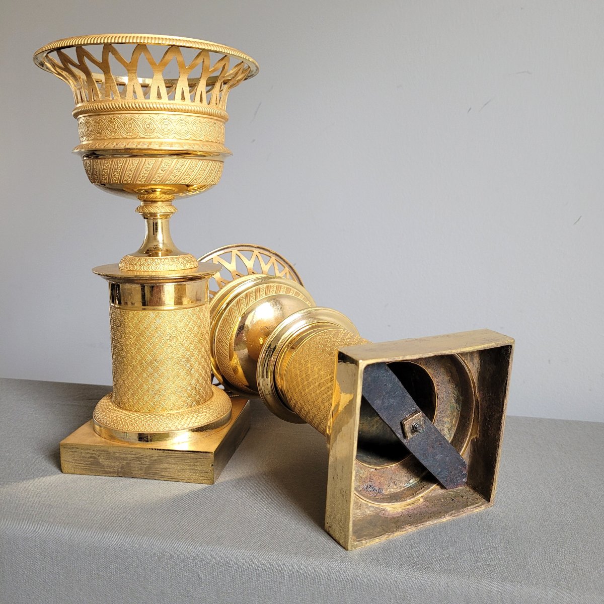 Paire de Cassolettes en Corbeilles, Epoque Empire.-photo-3