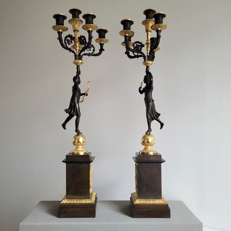 Pair Of Restoration Period Candelabras. -photo-2