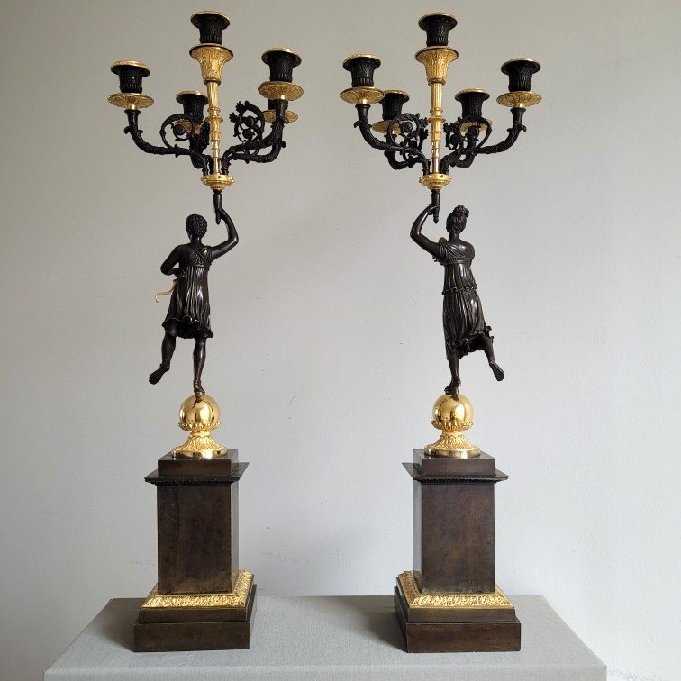 Pair Of Restoration Period Candelabras. -photo-3