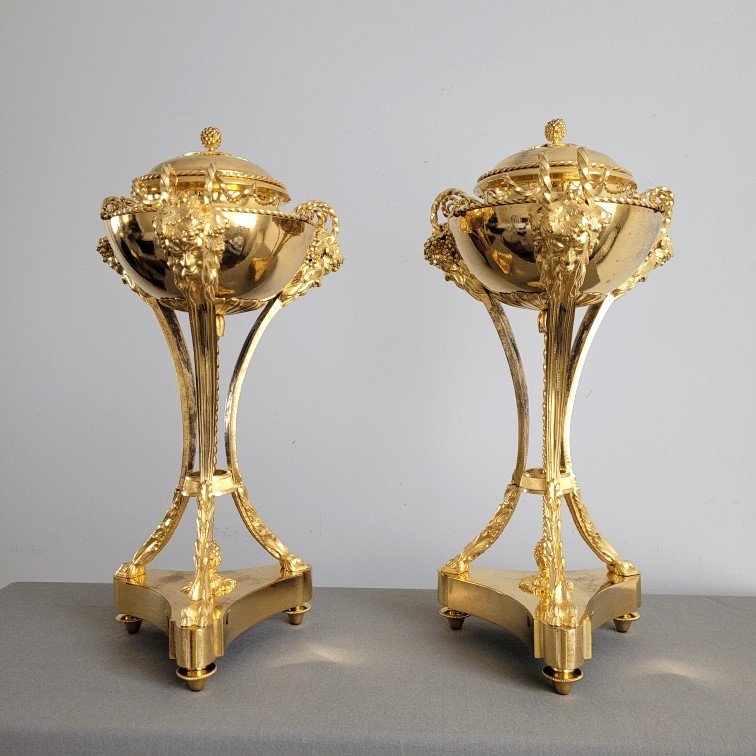 Pair Of Athenian Cassolettes, 19th Century.-photo-2