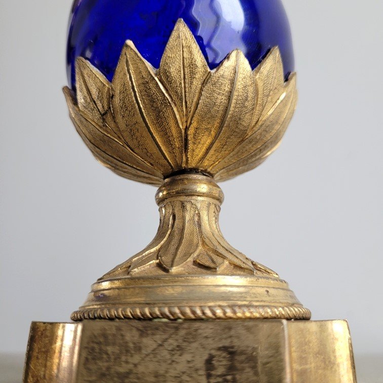 Pair Of Louis XVI Period Blue Crystal Vases.-photo-2