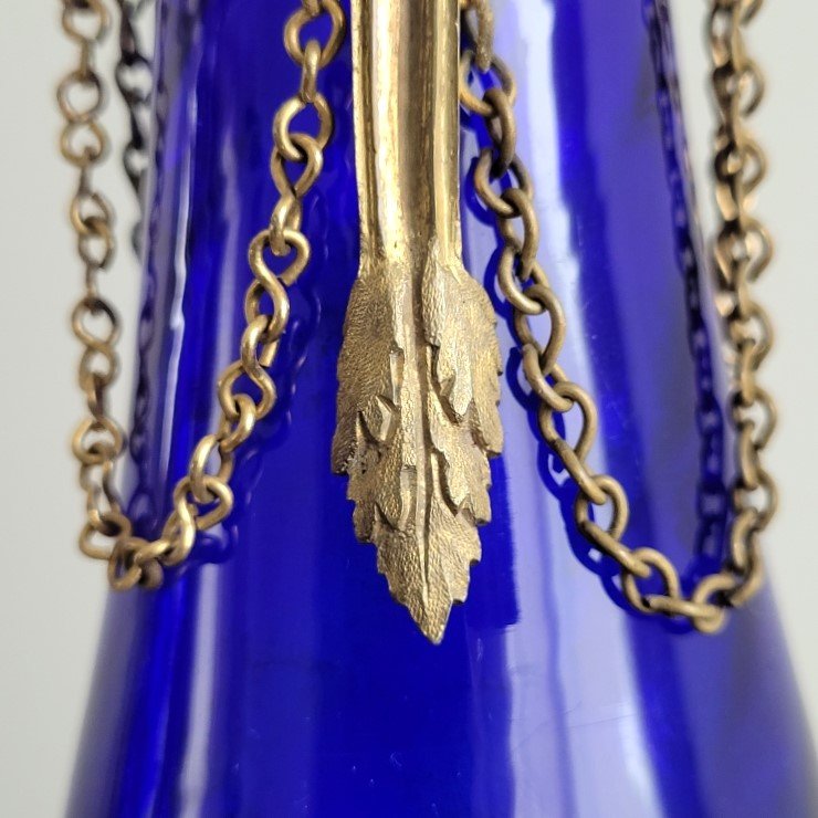 Pair Of Louis XVI Period Blue Crystal Vases.-photo-4