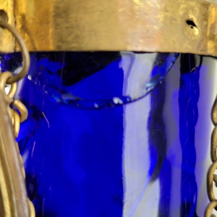 Pair Of Louis XVI Period Blue Crystal Vases.-photo-7