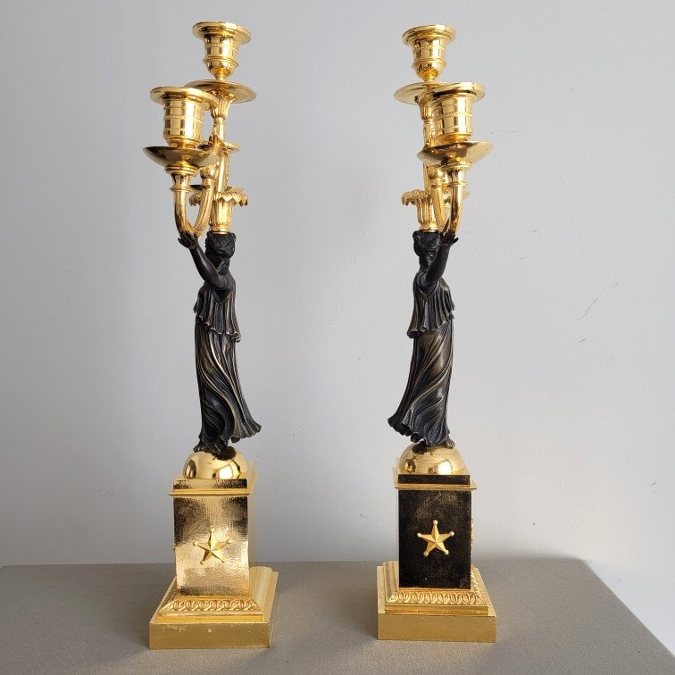 Paire de Candélabres d'Epoque Empire.-photo-3
