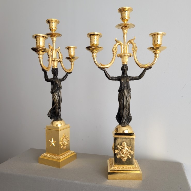 Paire de Candélabres d'Epoque Empire.