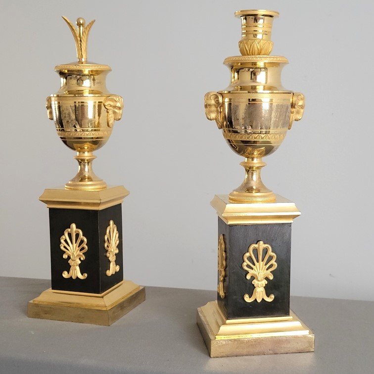 Pair Of Reversible Consulat Period Cassolette.