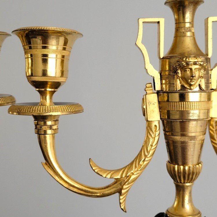 Pair Of Candelabra For Young African Women, Empire Period.-photo-6