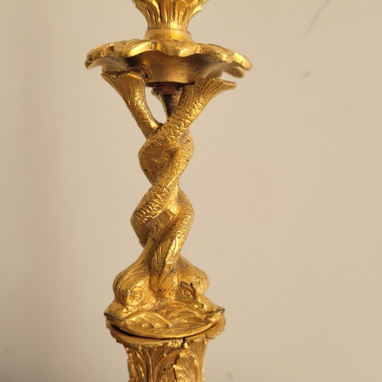Paire de Flambeaux d'Epoque Restauration.-photo-4