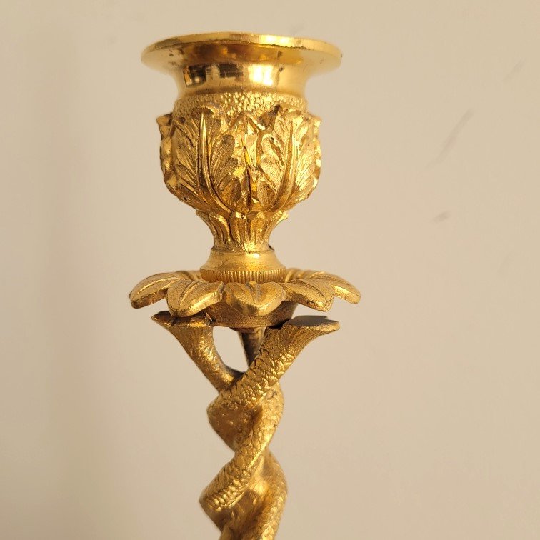 Paire de Flambeaux d'Epoque Restauration.-photo-1