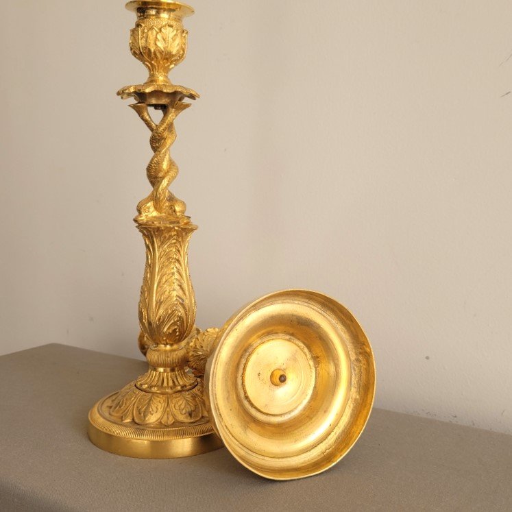 Paire de Flambeaux d'Epoque Restauration.-photo-2