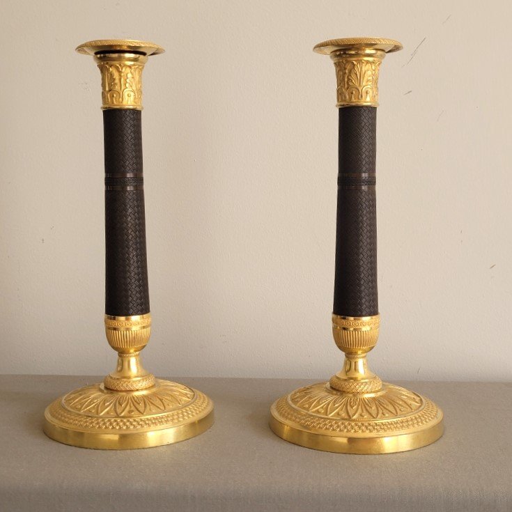 Pair Of Candlesticks With Two Patinas, Circa 1815–1820