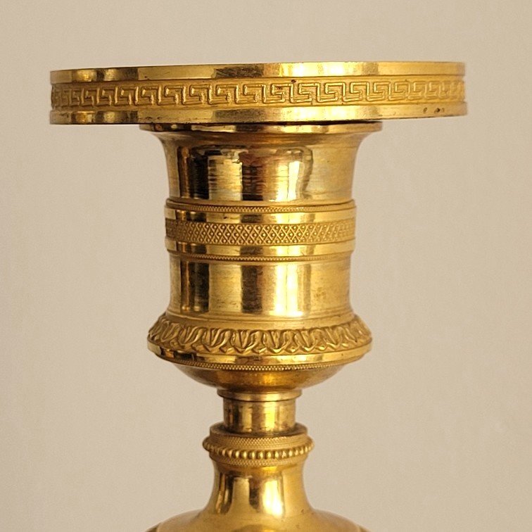 Paire de Flambeaux d' Epoque Empire, Modèle du Palais de Compiègne. -photo-1