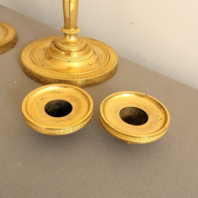Paire de Flambeaux d' Epoque Empire, Modèle du Palais de Compiègne. -photo-2