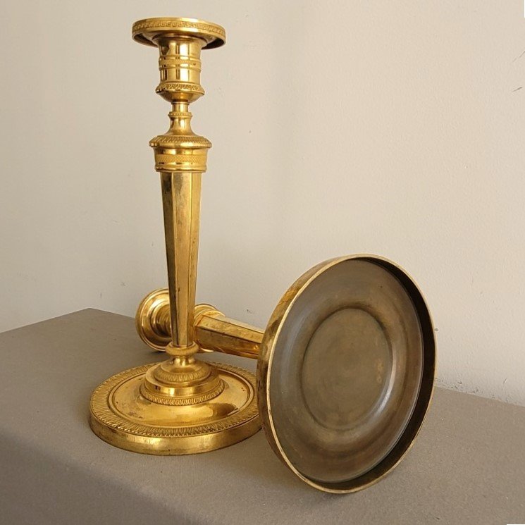 Paire de Flambeaux d' Epoque Empire, Modèle du Palais de Compiègne. -photo-3