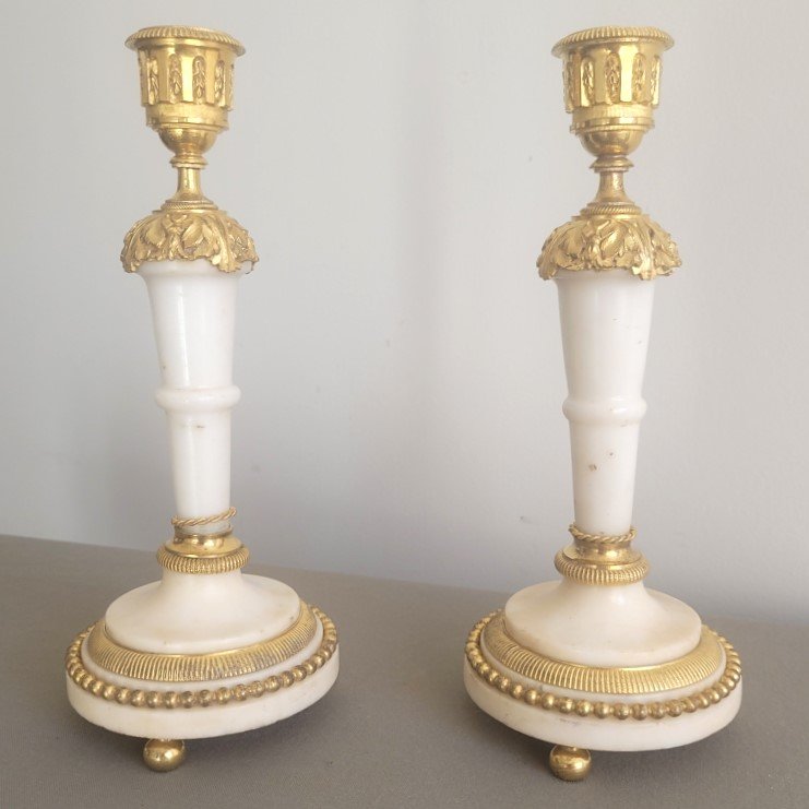 Pair Of Louis XVI-era Candlesticks.-photo-2