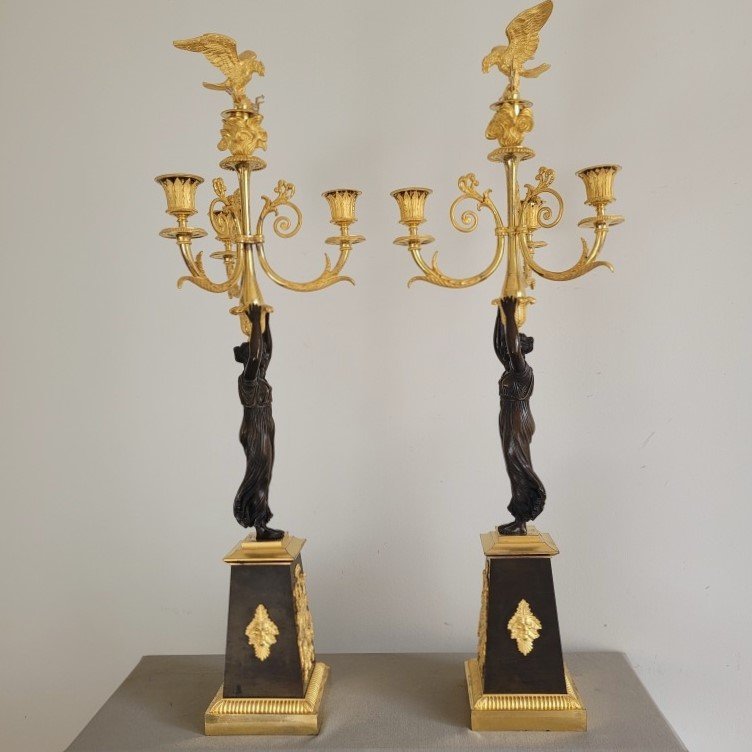 Paire de Candélabres d'Epoque Empire.-photo-3