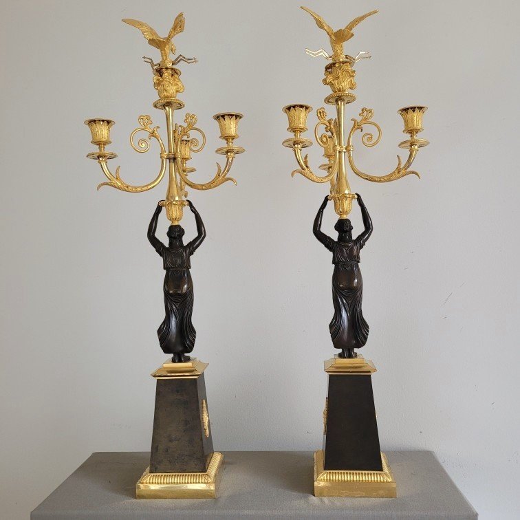 Paire de Candélabres d'Epoque Empire.-photo-4