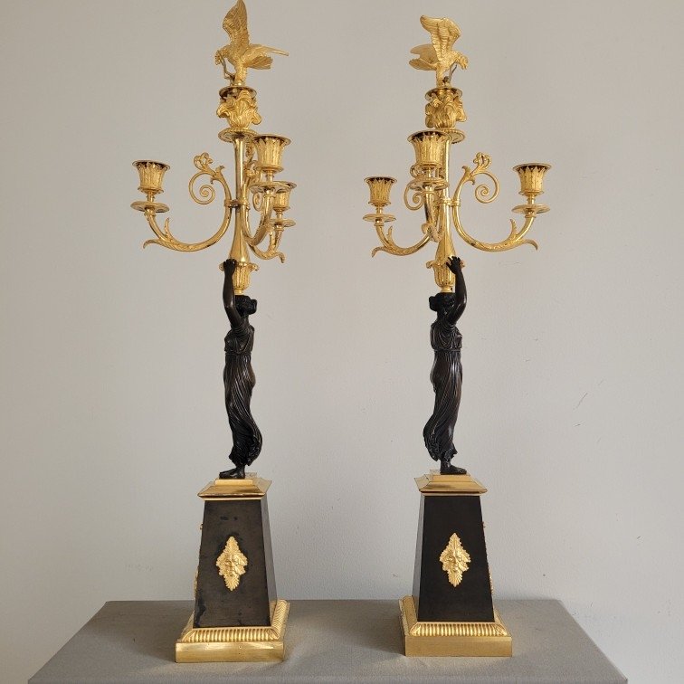 Paire de Candélabres d'Epoque Empire.-photo-1