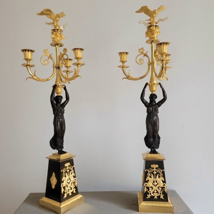 Paire de Candélabres d'Epoque Empire.