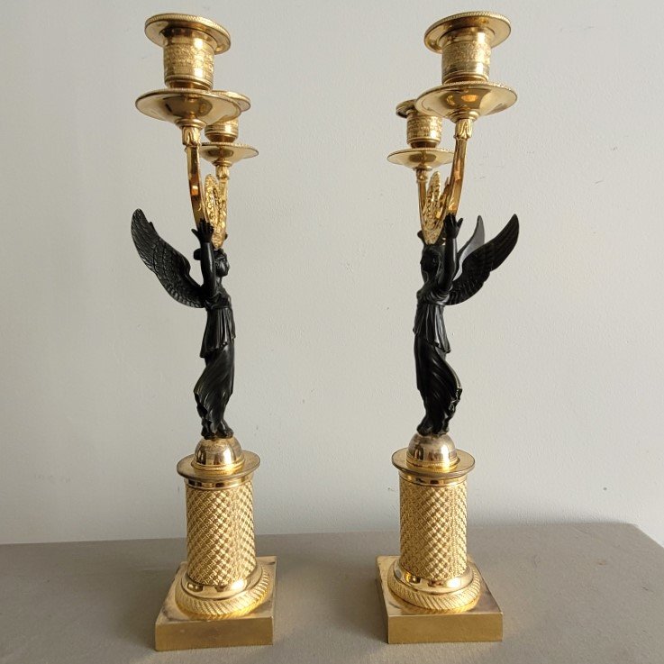 Paire de Candélabres d'Epoque Restauration.-photo-3
