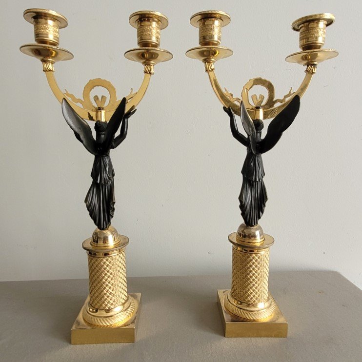 Paire de Candélabres d'Epoque Restauration.-photo-4