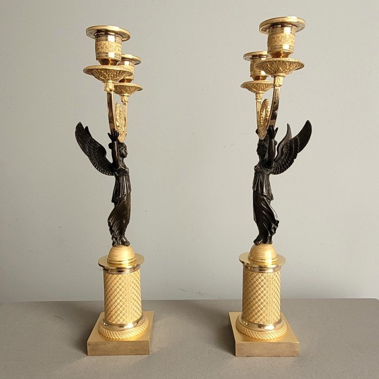 Pair Of Empire-period Candelabra.-photo-2