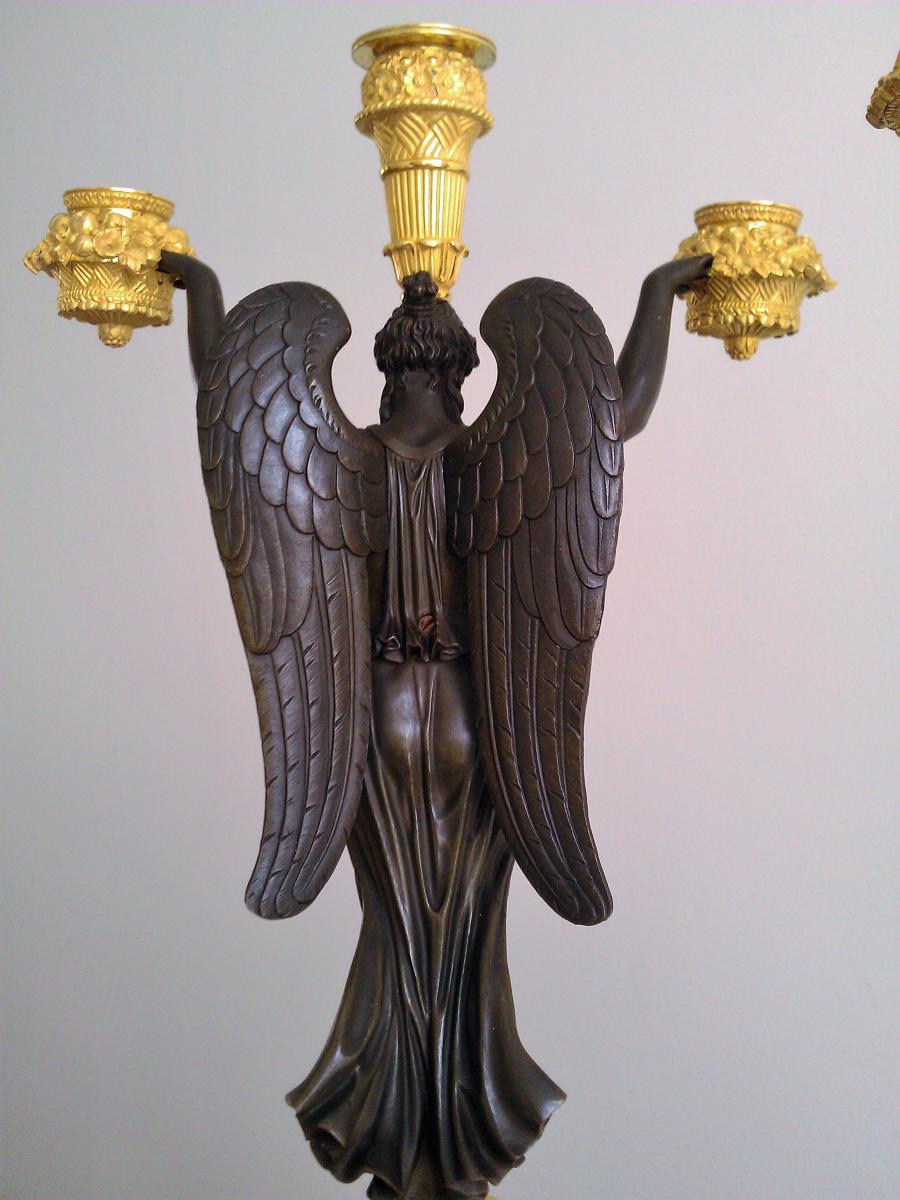 Paire De Candélabres d'époque Empire Signés Rabiat.-photo-4