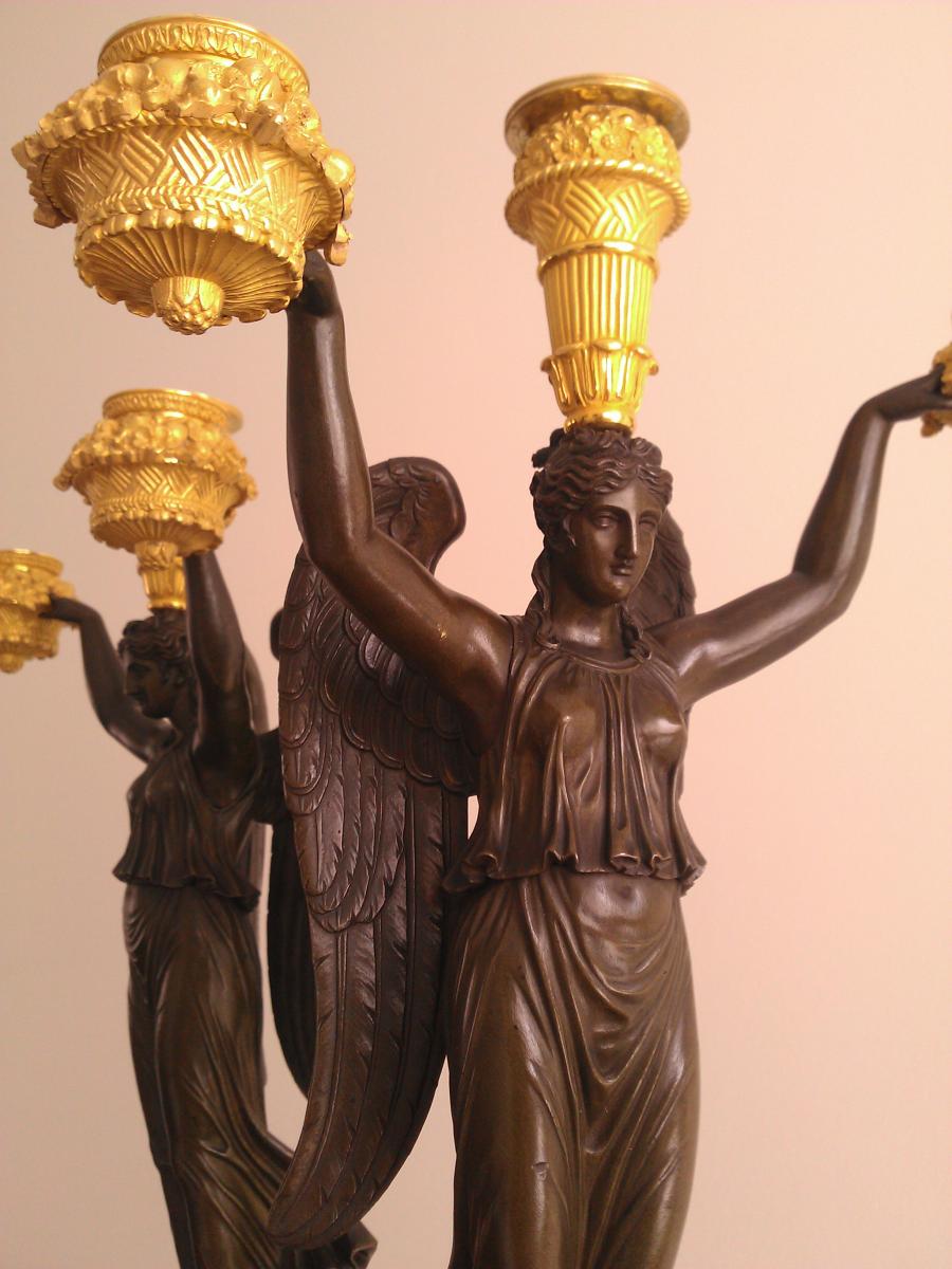 Paire De Candélabres d'époque Empire Signés Rabiat.-photo-3
