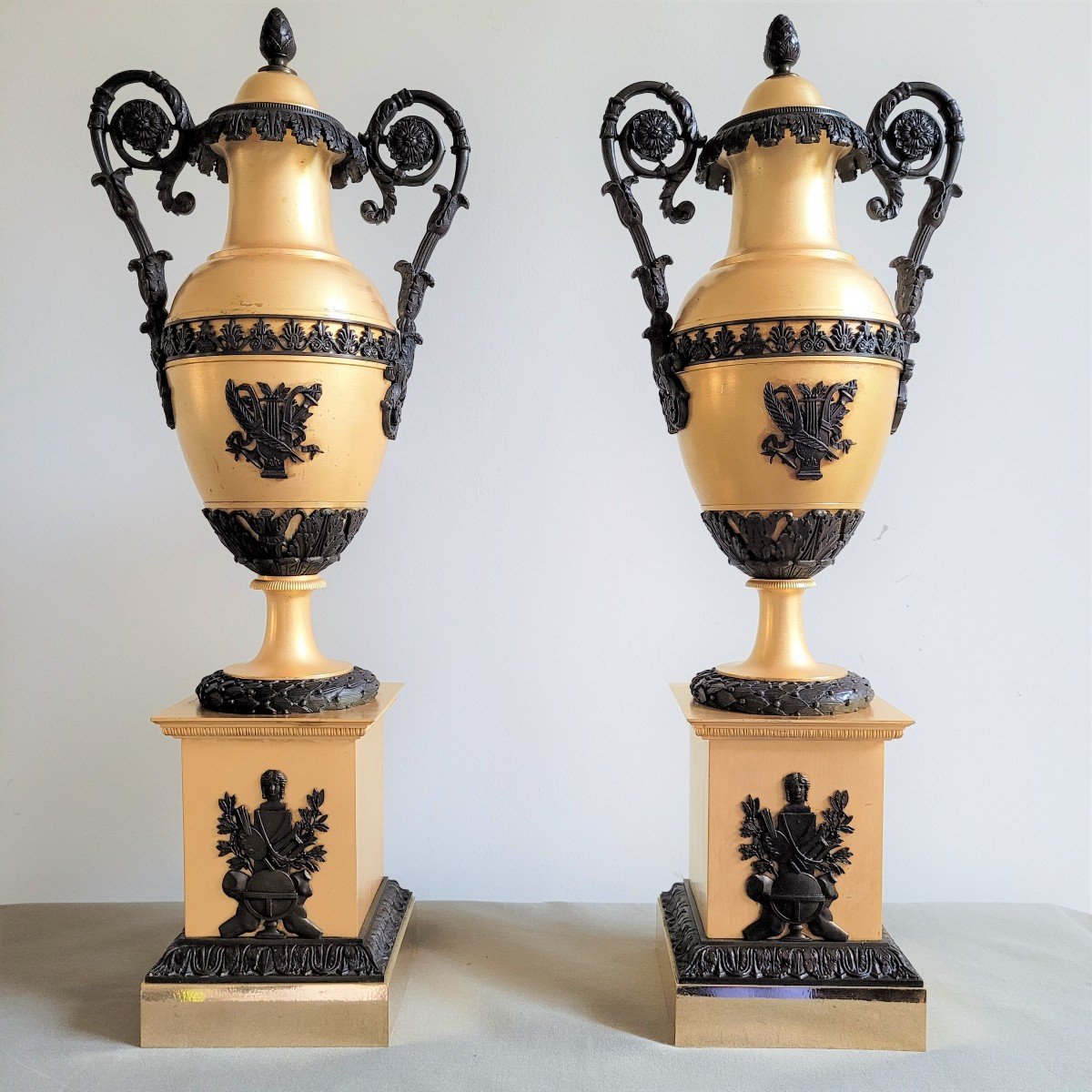Pair Of Cassolettes Forming Candlesticks, Circa 1820.-photo-2