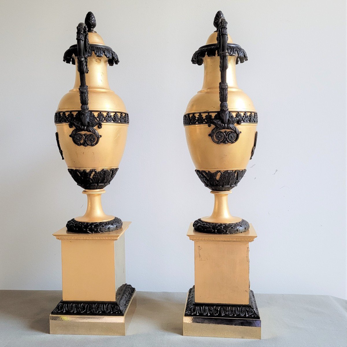 Pair Of Cassolettes Forming Candlesticks, Circa 1820.-photo-3