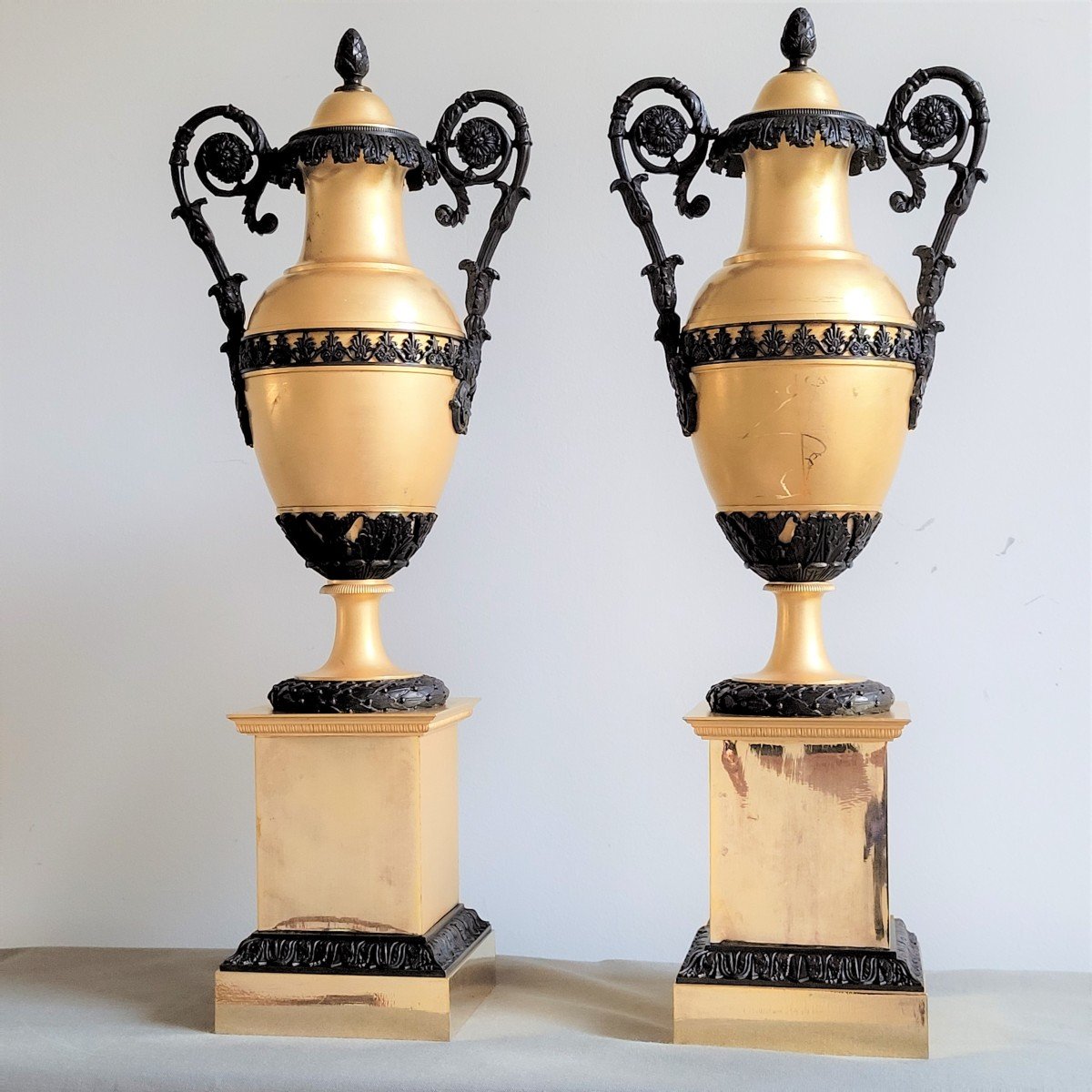 Pair Of Cassolettes Forming Candlesticks, Circa 1820.-photo-4