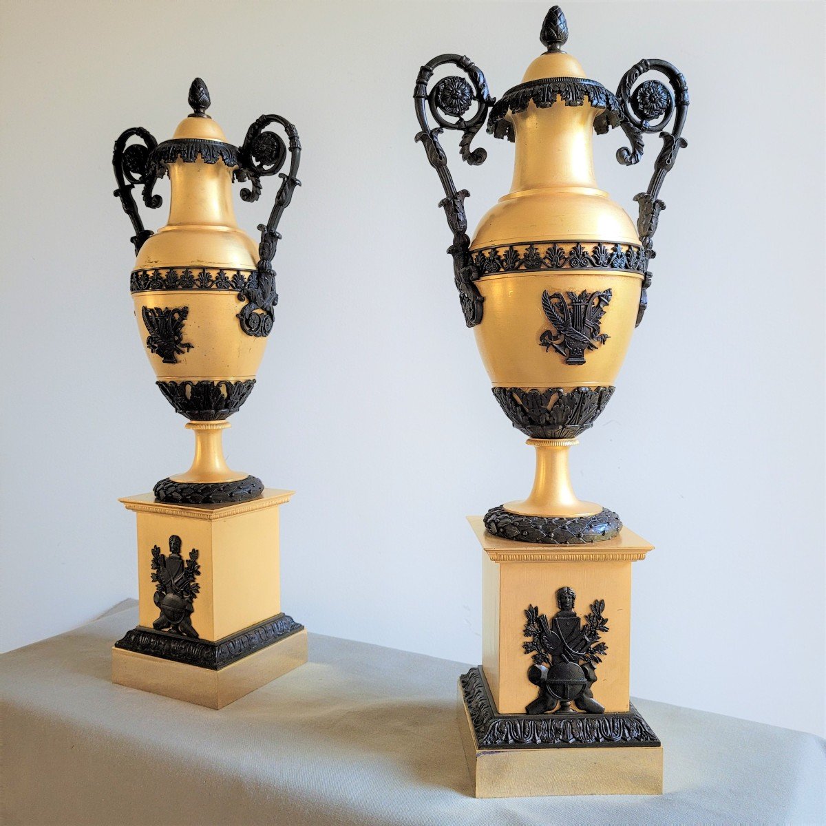 Pair Of Cassolettes Forming Candlesticks, Circa 1820.